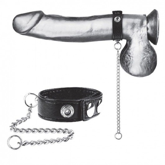 Утяжка на пенис с поводком Snap Cock Ring With 12  Leash - BlueLine - купить с доставкой в Кургане