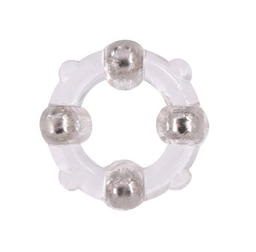 Эрекционное кольцо с 4 бусинами MENZSTUFF STUD RING CLEAR - Dream Toys - в Кургане купить с доставкой