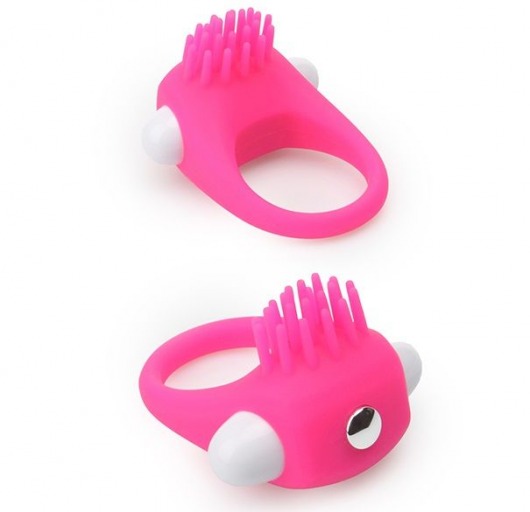 Розовое эрекционное кольцо с щеточкой LIT-UP SILICONE STIMU RING 5 - Dream Toys - в Кургане купить с доставкой