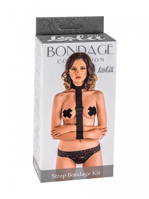 Ошейник с длинной лентой и наручниками Strap Bondage Kit One Size - Lola Games - купить с доставкой в Кургане