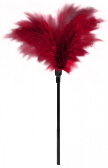Пластиковая метелочка с красными пёрышками Small Feather Tickler - 32 см. - Blush Novelties - купить с доставкой в Кургане