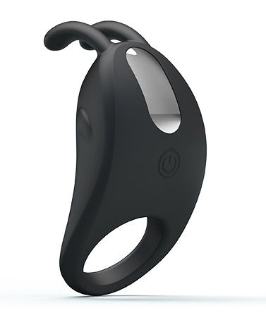 Чёрное эрекционное кольцо с вибрацией Rabbit Vibrator - Baile - в Кургане купить с доставкой