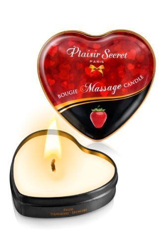 Массажная свеча с ароматом клубники Bougie Massage Candle - 35 мл. - Plaisir Secret - купить с доставкой в Кургане