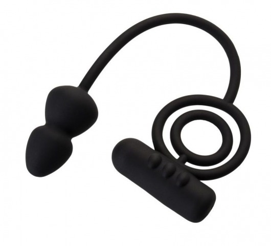 Чёрное эрекционное кольцо с вибропулькой и анальным хвостом - Erotist Adult Toys - в Кургане купить с доставкой