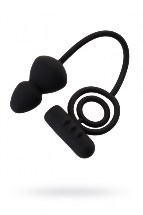 Чёрное эрекционное кольцо с вибростимулятором и анальным хвостом - Erotist Adult Toys - в Кургане купить с доставкой
