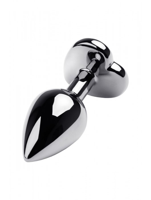 Серебристая анальная пробка с прозрачным кристаллом-сердцем - 8 см. - ToyFa - купить с доставкой в Кургане
