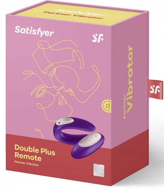 Фиолетовый вибратор для пар Partner Plus Remote с пультом ДУ - Satisfyer