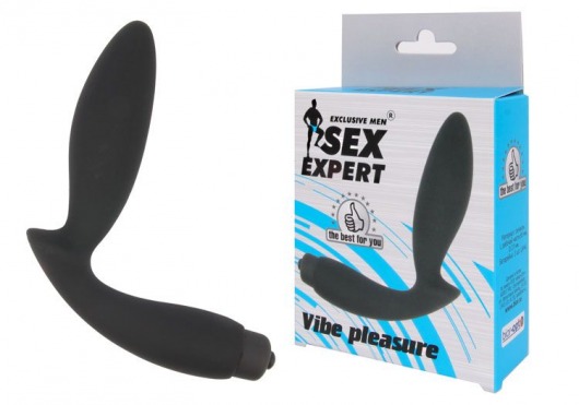 Чёрный вибростимулятор простаты Sex Expert Vibe Pleasure - Sex Expert - в Кургане купить с доставкой