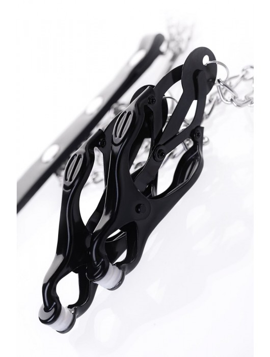 Черно-серебристые зажимы для сосков с кольцом для пениса TOYFA Metal - ToyFa - купить с доставкой в Кургане