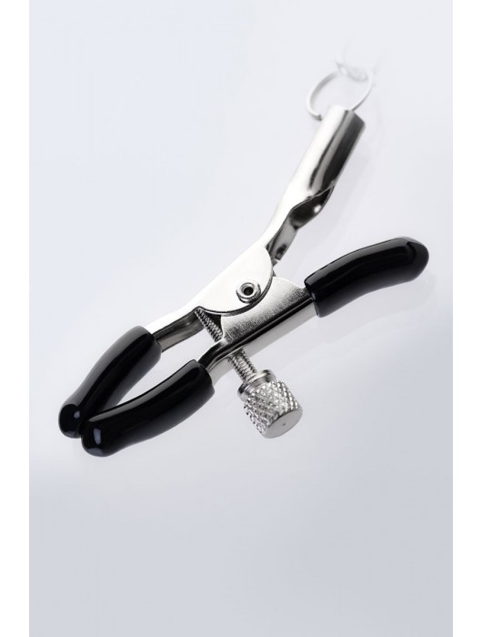 Серебристо-чёрные зажимы для сосков с кольцом для пениса TOYFA Metal - ToyFa - купить с доставкой в Кургане