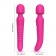 Ярко-розовый двусторонний wand-вибромассажер с рифленой ручкой - 22,5 см. - Silicone Toys